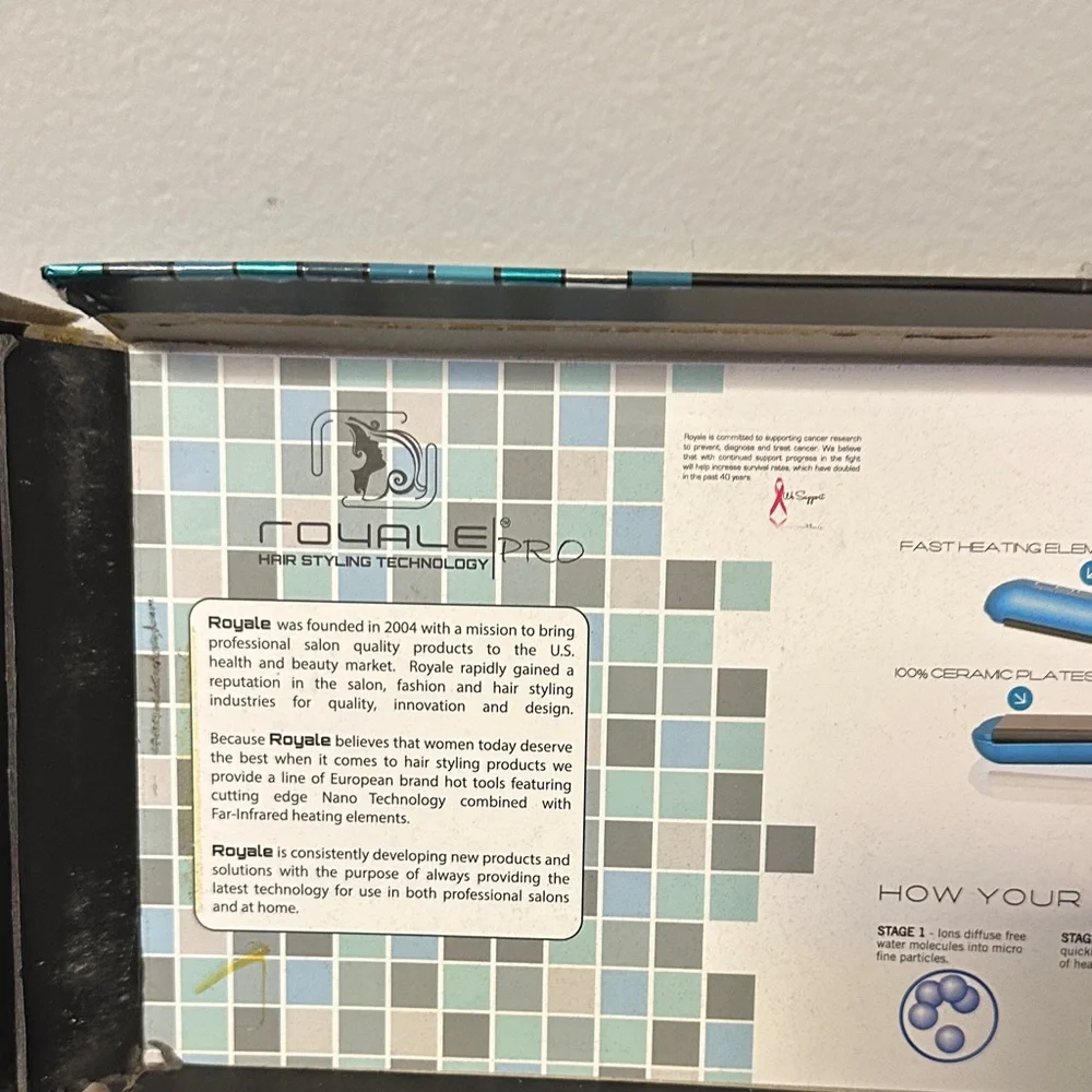 Royale Pro Turquoise Breeze Hair Straightener with 2 Clips. NWT